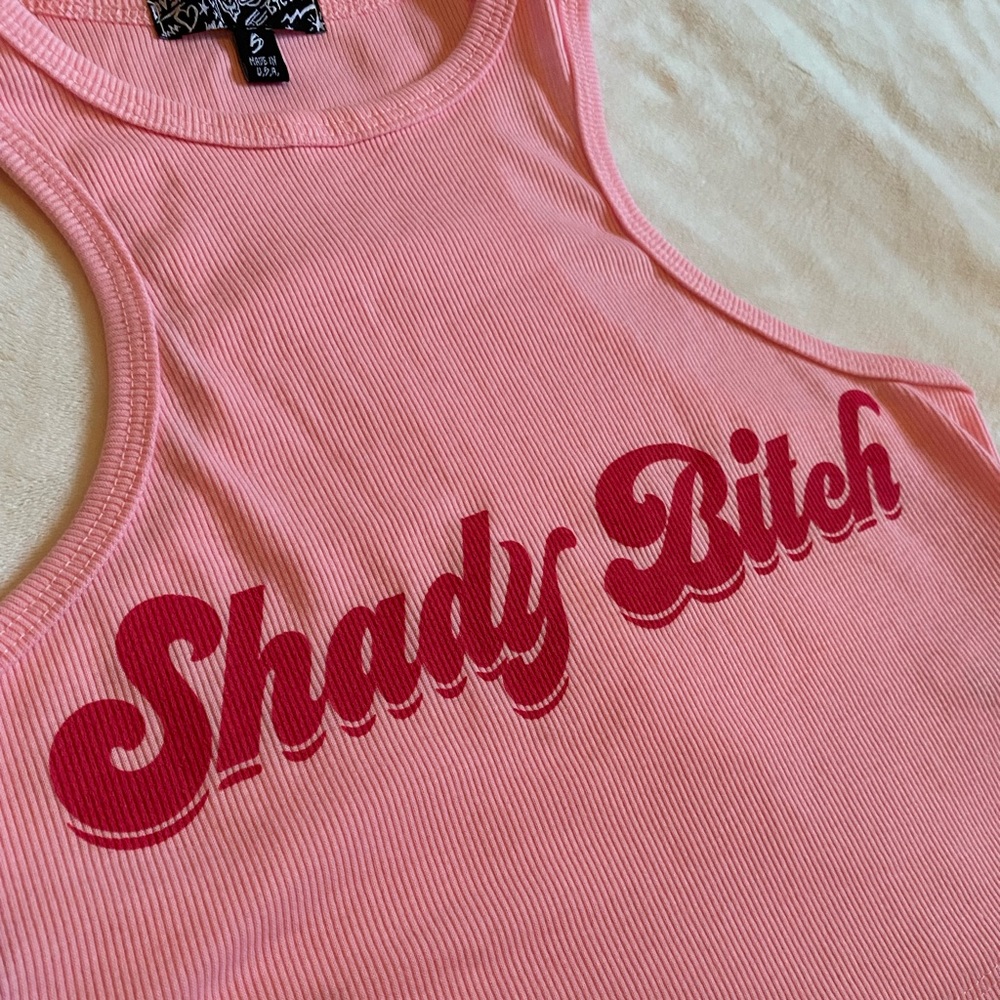 Dolls Kill ☀️ “Shady B” Baby Pink Slightly Cropped Ribbed Tank